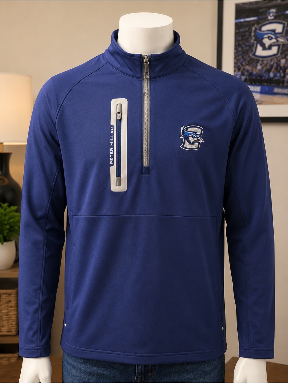 Peter Millar Creighton Blue Quarter-Zip Performance Jacket